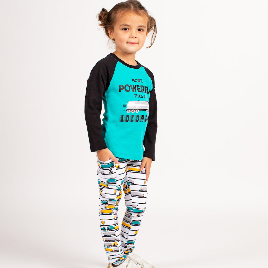 "ENGINEuity" Trains Leggings with Pockets