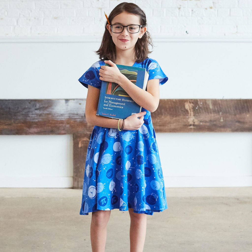 "Blueberry Pi" Math Dots Short Sleeve Super Twirler Dress
