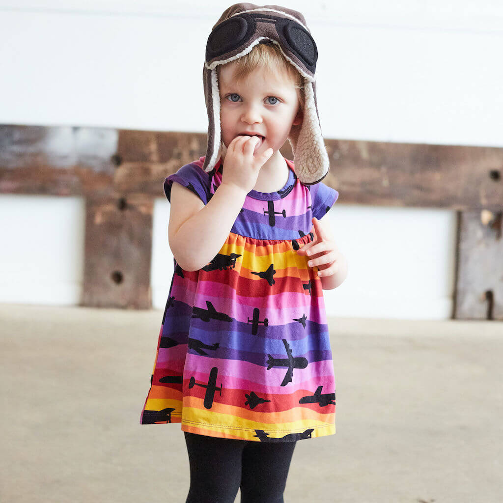 “Twilight Takeoff” Sunset Airplanes Infant Dress