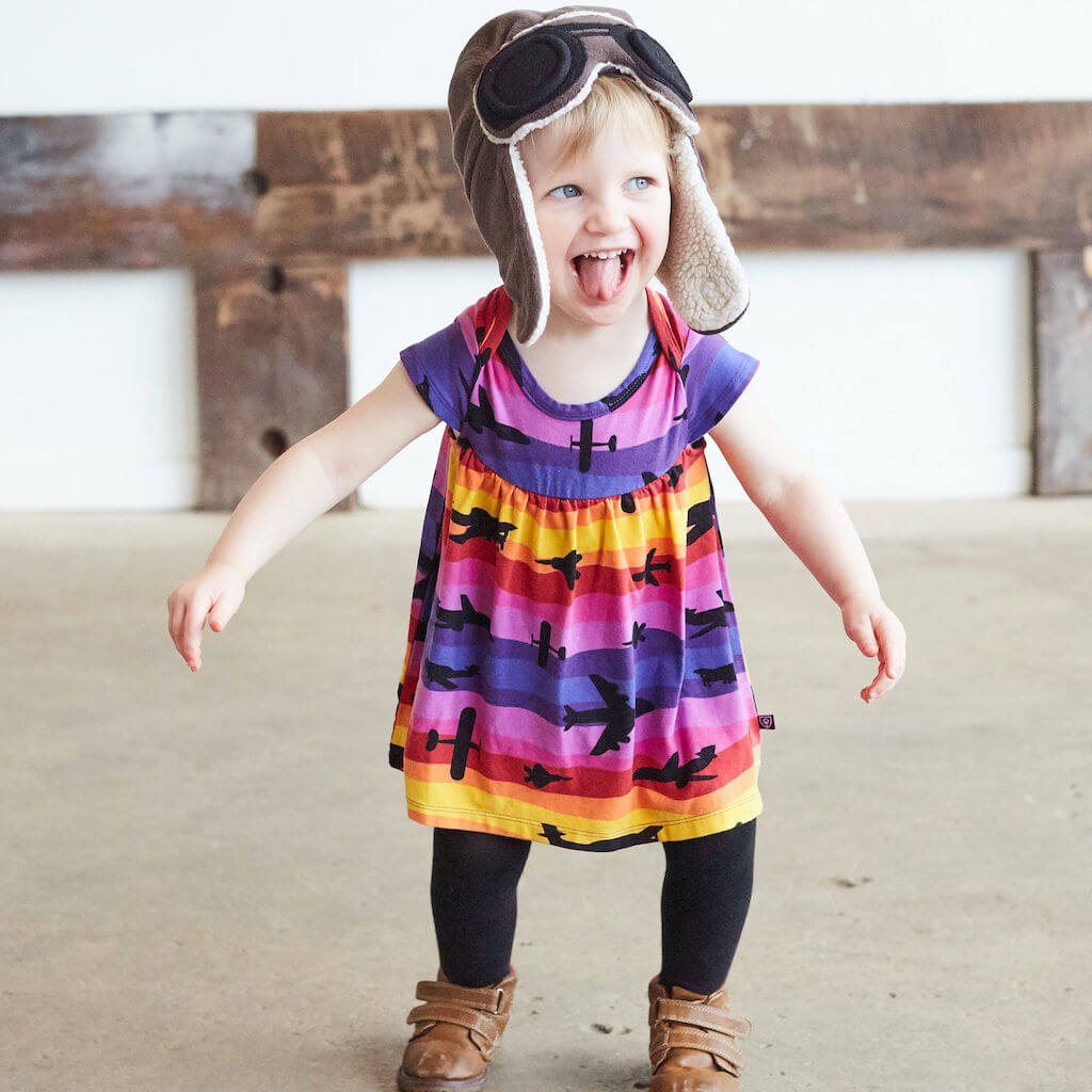 “Twilight Takeoff” Sunset Airplanes Infant Dress