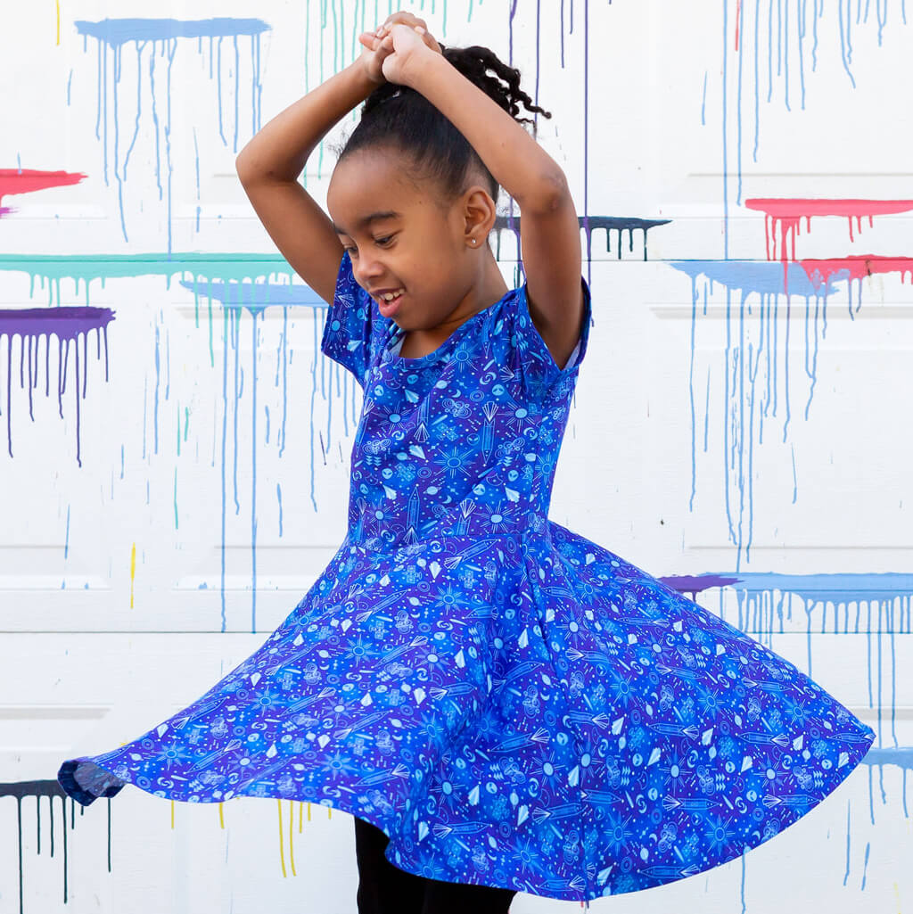 Art Deco Space Super Twirler Dress with Pockets