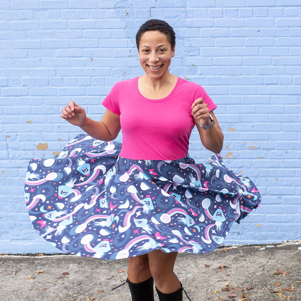 "Star Search" Astronauts Short Sleeve Super Twirler Dress with Pockets - Adult