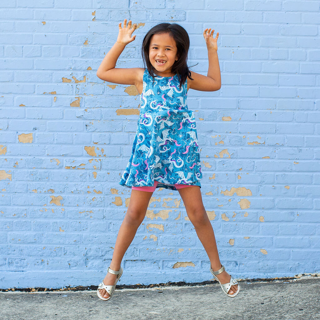 "Ice and Fury" Dragons Sleeveless Play Dress with Pockets