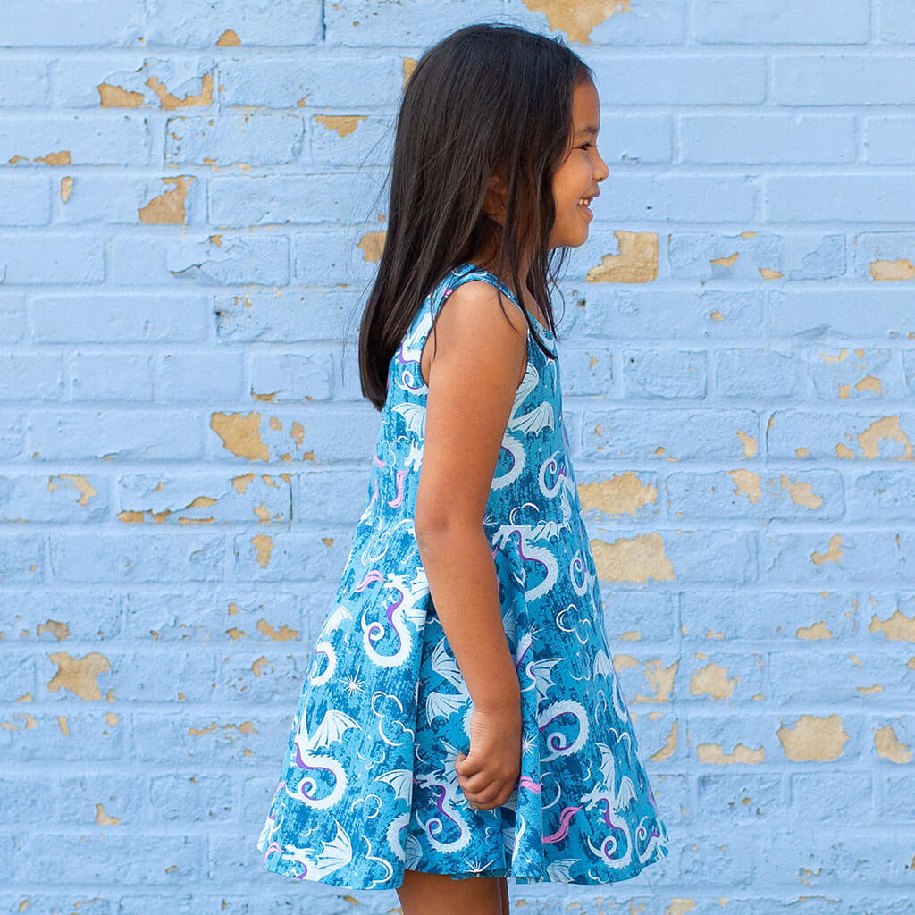 "Ice and Fury" Dragons Sleeveless Play Dress with Pockets