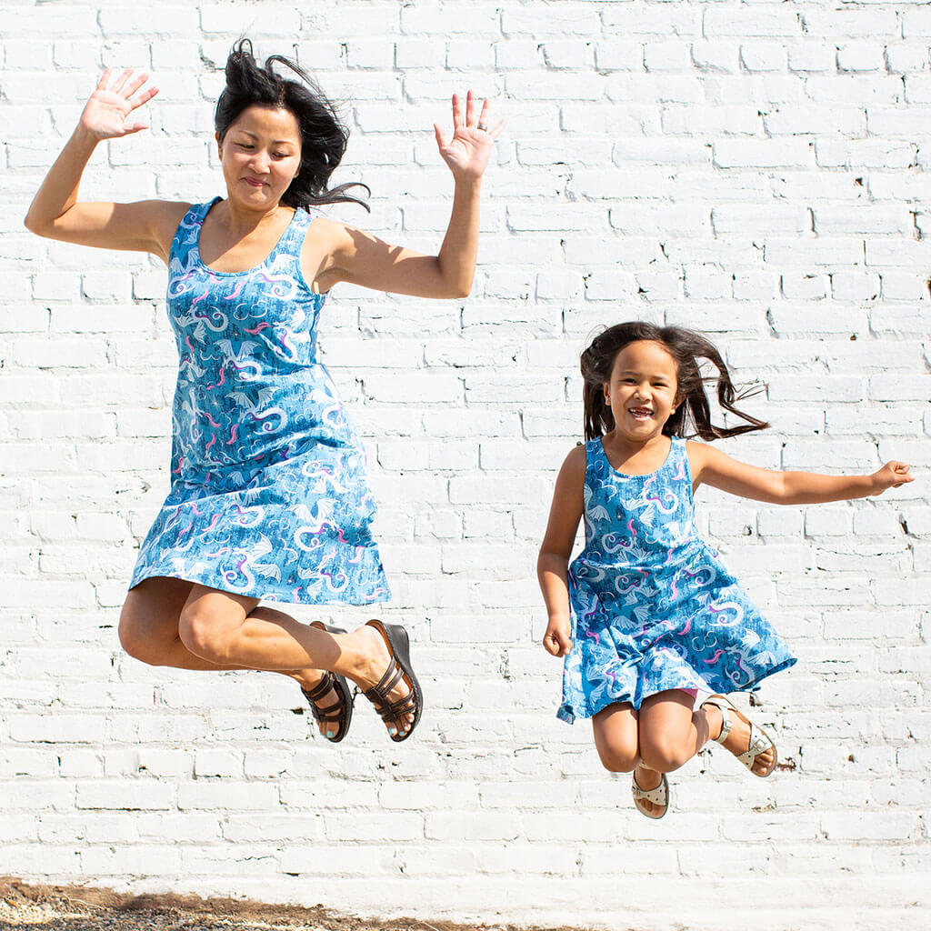 "Ice and Fury" Adult Dragons Sleeveless Dress with Pockets