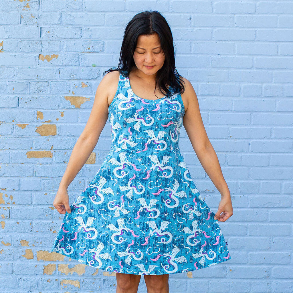 "Ice and Fury" Adult Dragons Sleeveless Dress with Pockets