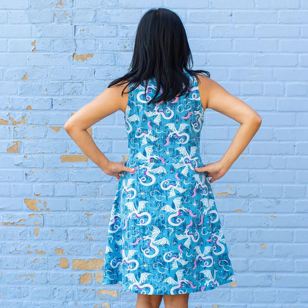 "Ice and Fury" Adult Dragons Sleeveless Dress with Pockets