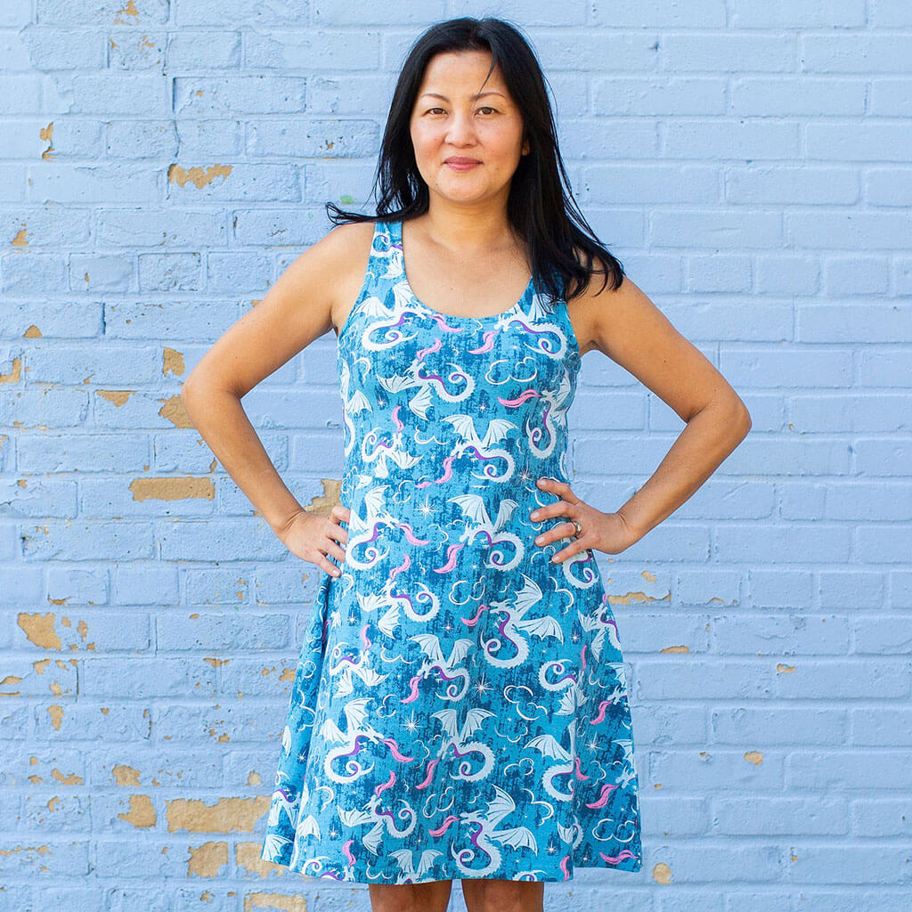 "Ice and Fury" Adult Dragons Sleeveless Dress with Pockets