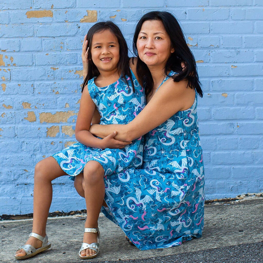 "Ice and Fury" Adult Dragons Sleeveless Dress with Pockets