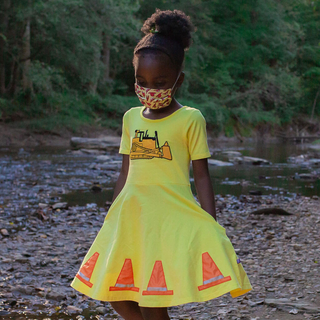 Big Bulldozer Ballerina Style Short Sleeve Dress with Pockets