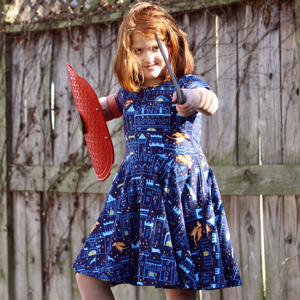 "Dragon's Keep" Castles Super Twirler Dress with Pockets