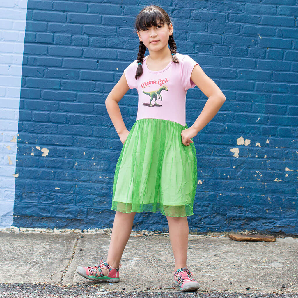 "Clever Girl" Velociraptor Dress with Mesh Skirt
