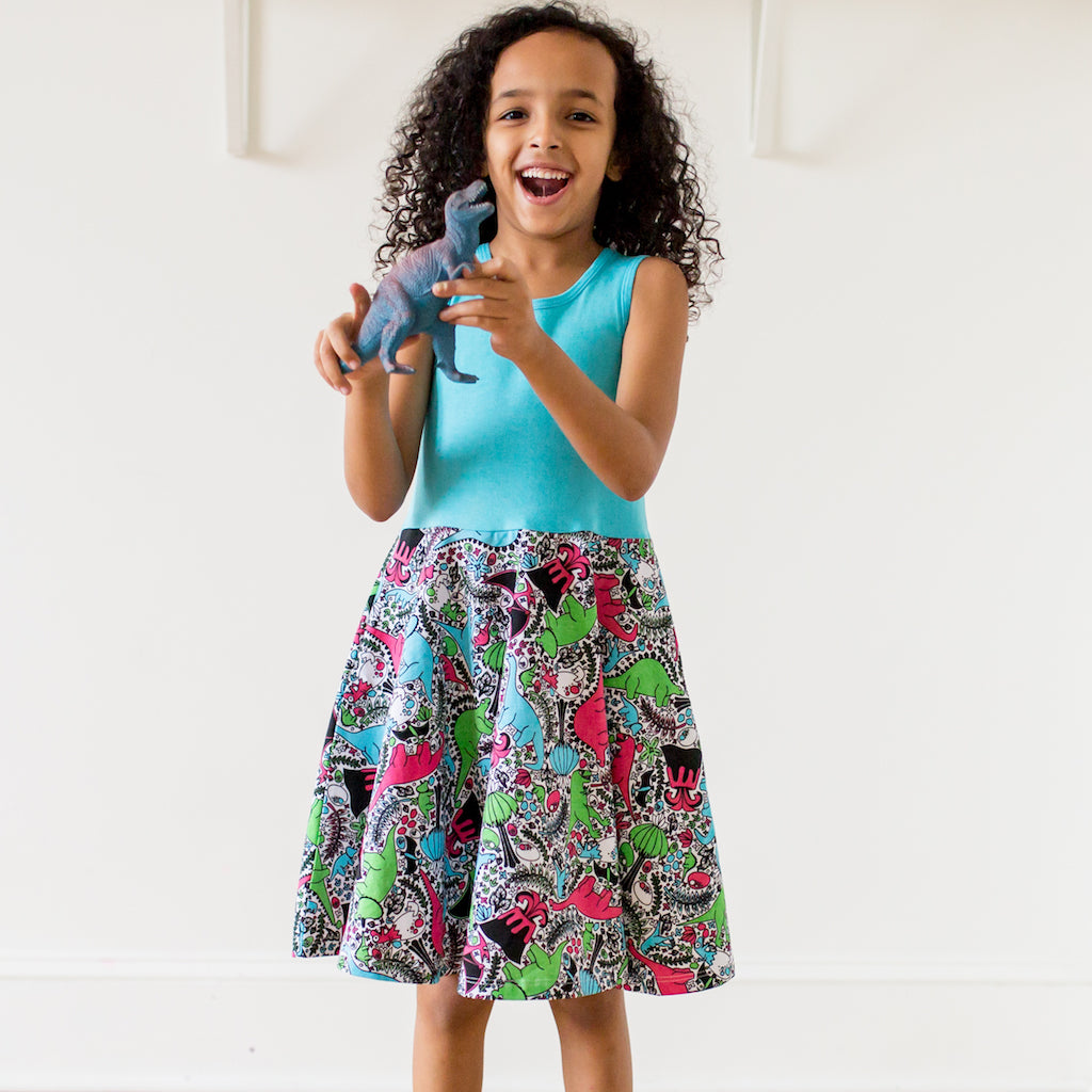 "She-Rex" Dinosaurs Twirly Play Dress with Pockets