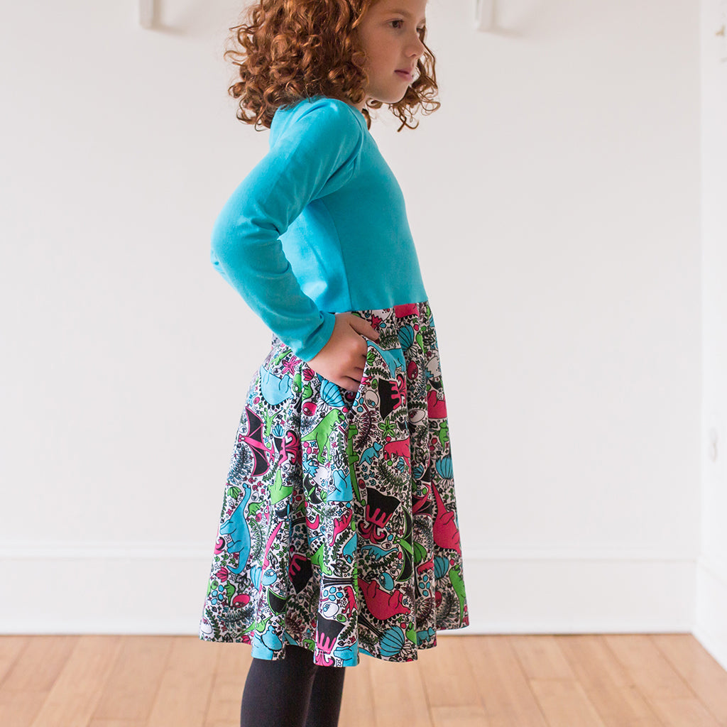 "She-Rex" Dinosaurs Twirly Play Dress with Pockets
