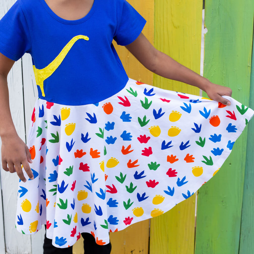 Dinosaur Tracks Super Twirler Dress with Pockets