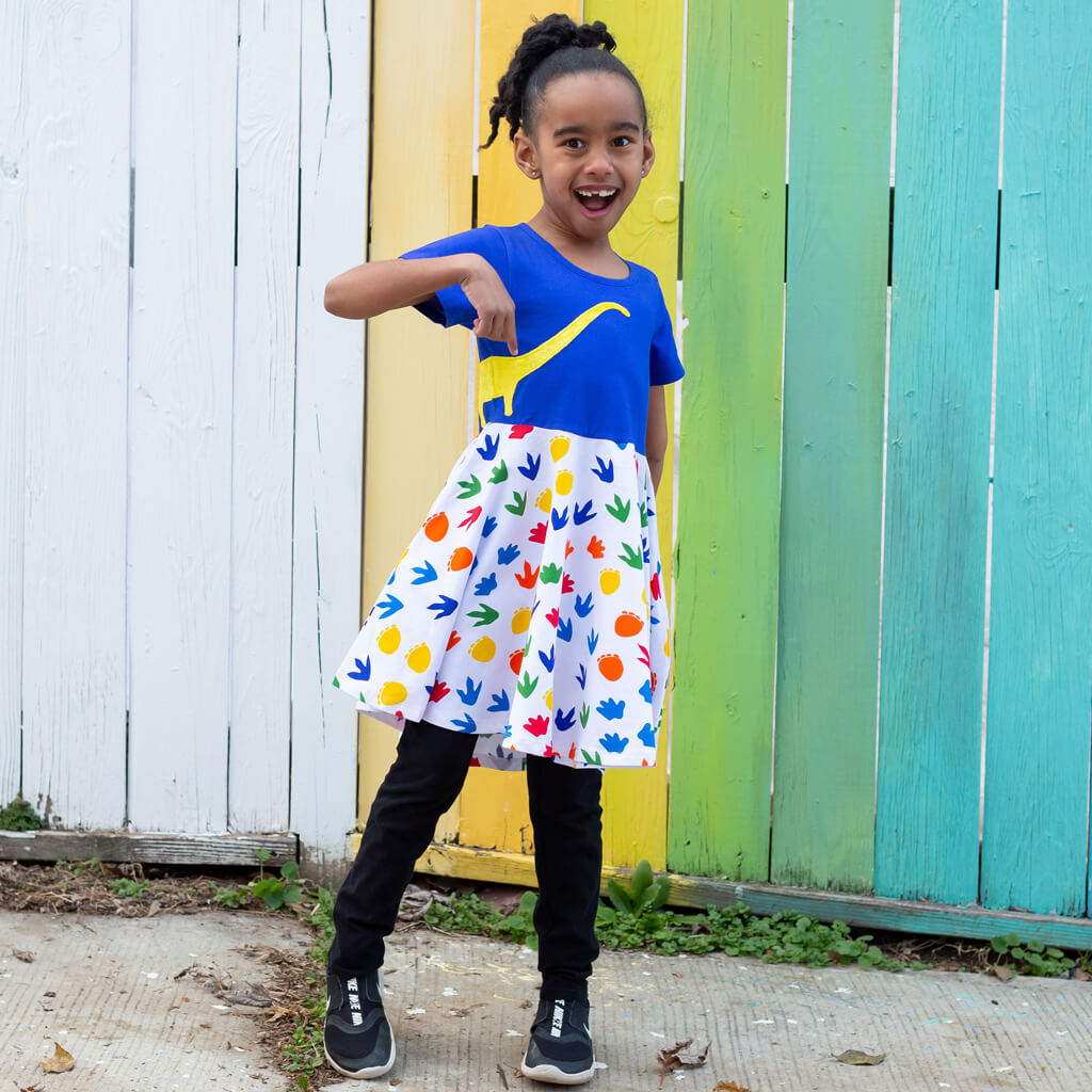 Dinosaur Tracks Super Twirler Dress with Pockets