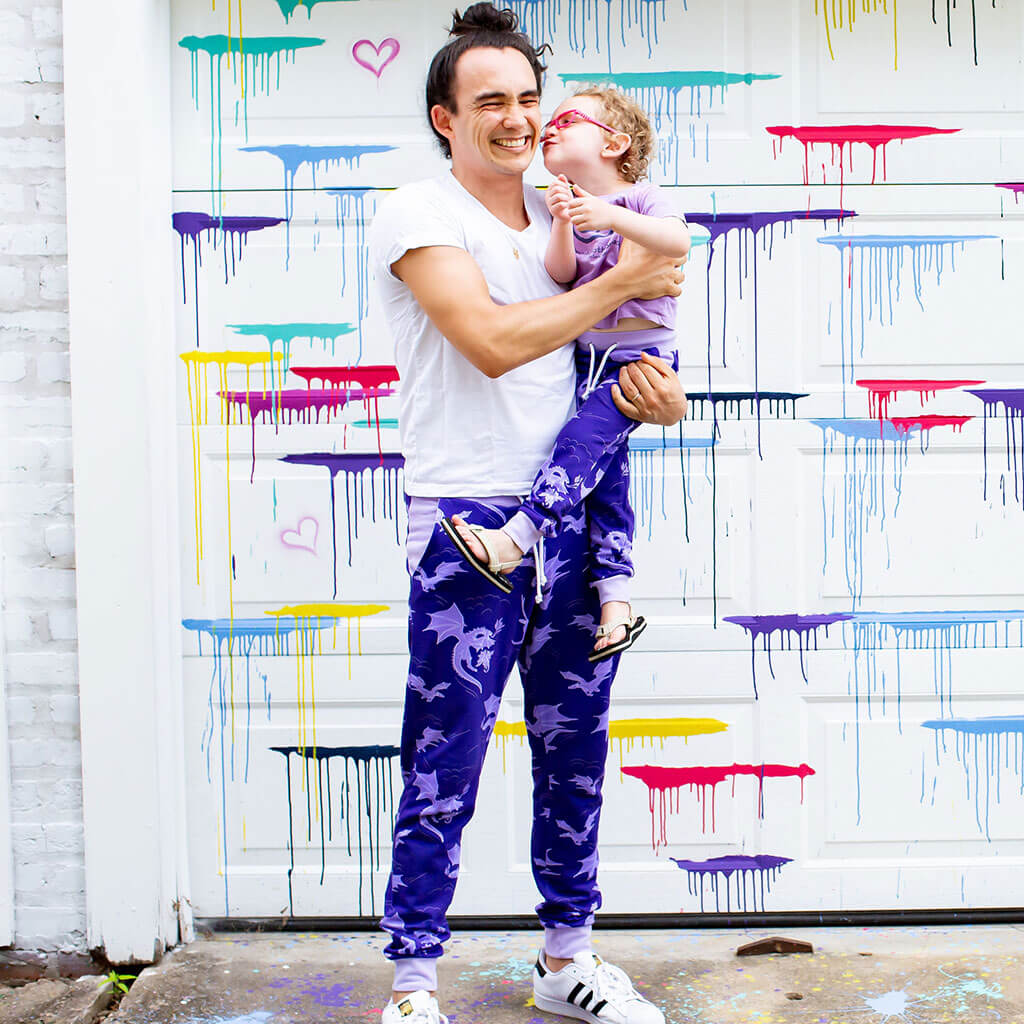 "Purple Reign" Dragons Fuzzy Fleece Joggers with Pockets