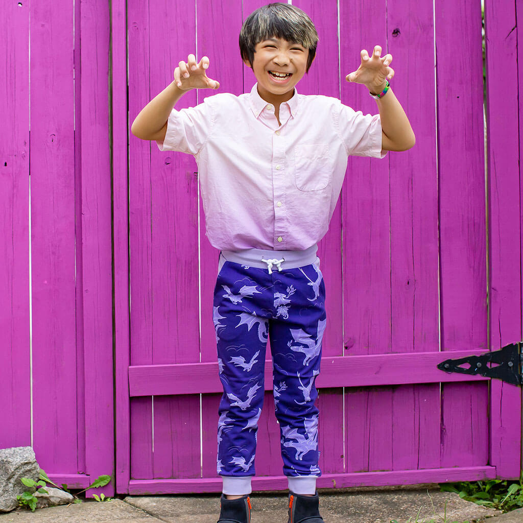 "Purple Reign" Dragons Fuzzy Fleece Joggers with Pockets