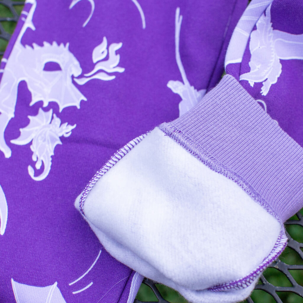 "Purple Reign" Dragons Fuzzy Fleece Joggers with Pockets