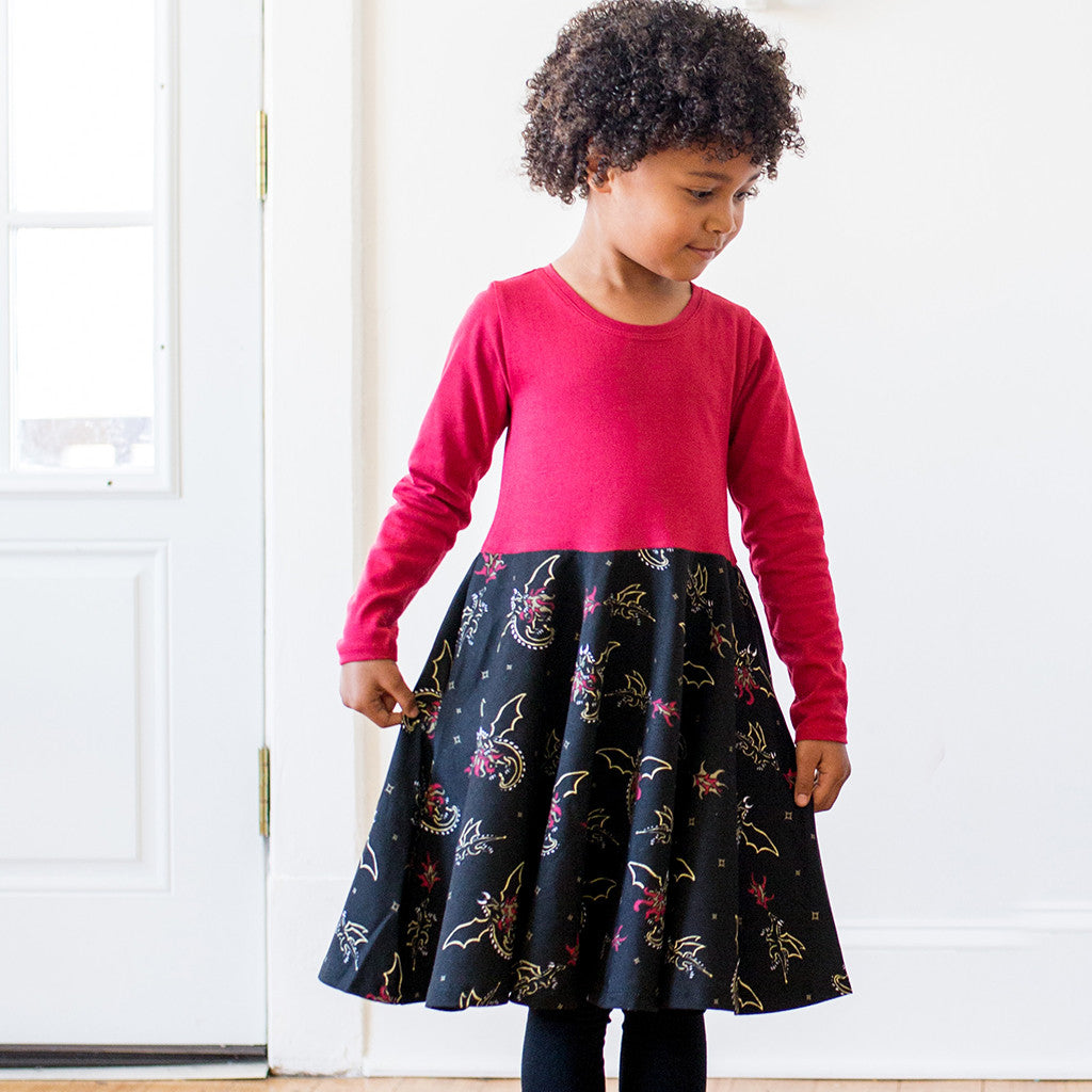 "Fire Flight" Dragons Twirly Play Dress with Long Sleeves - Princess Awesome - 7