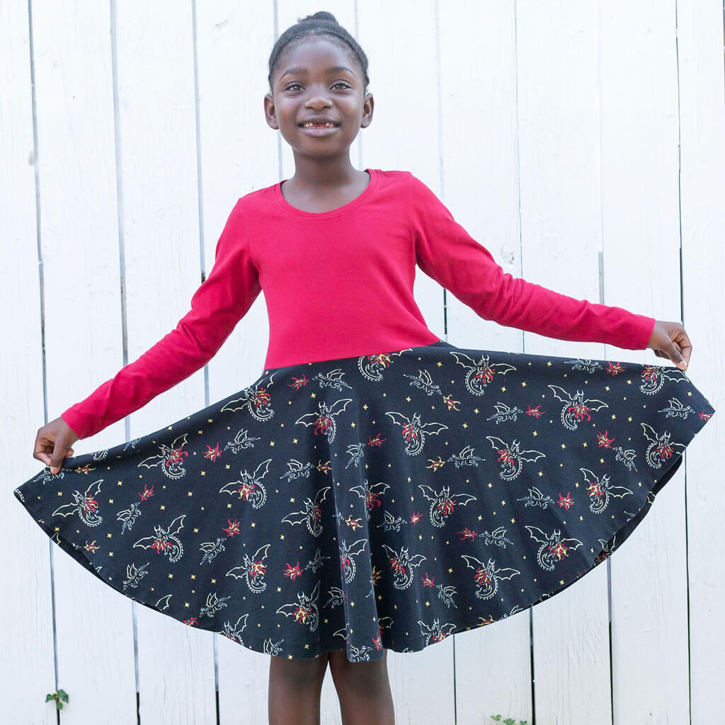 "Fire Flight" Dragons Super Twirler Dress with Pockets