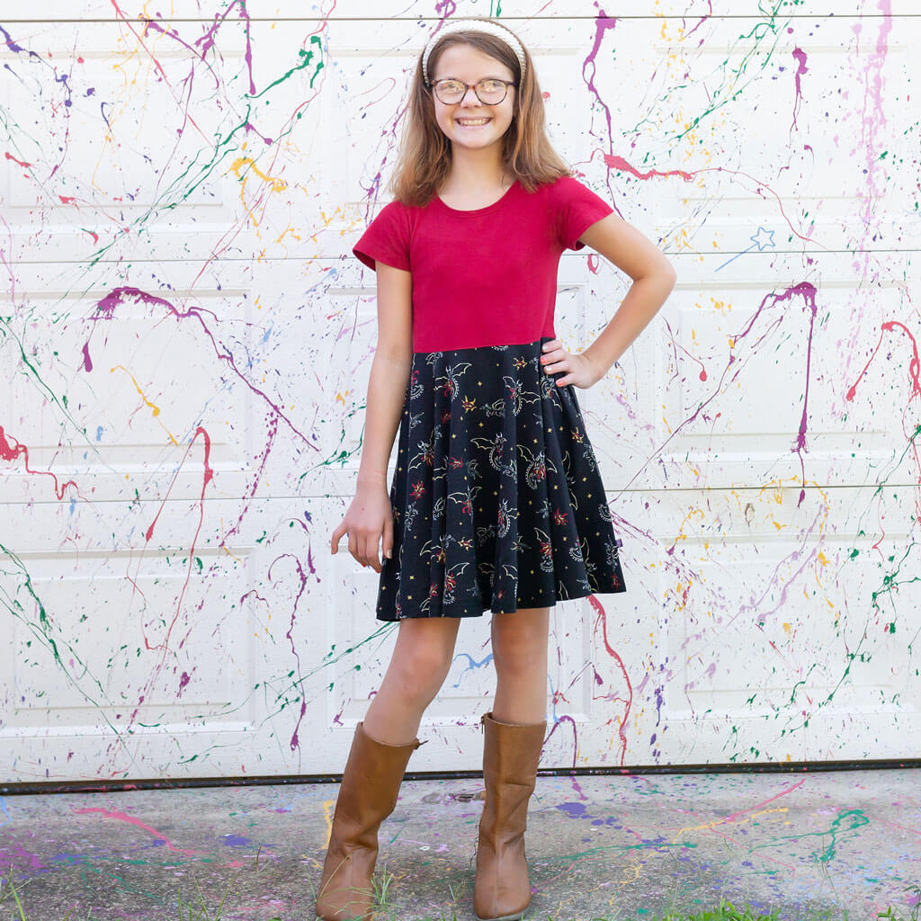 "Fire Flight" Dragons Super Twirler Dress with Pockets