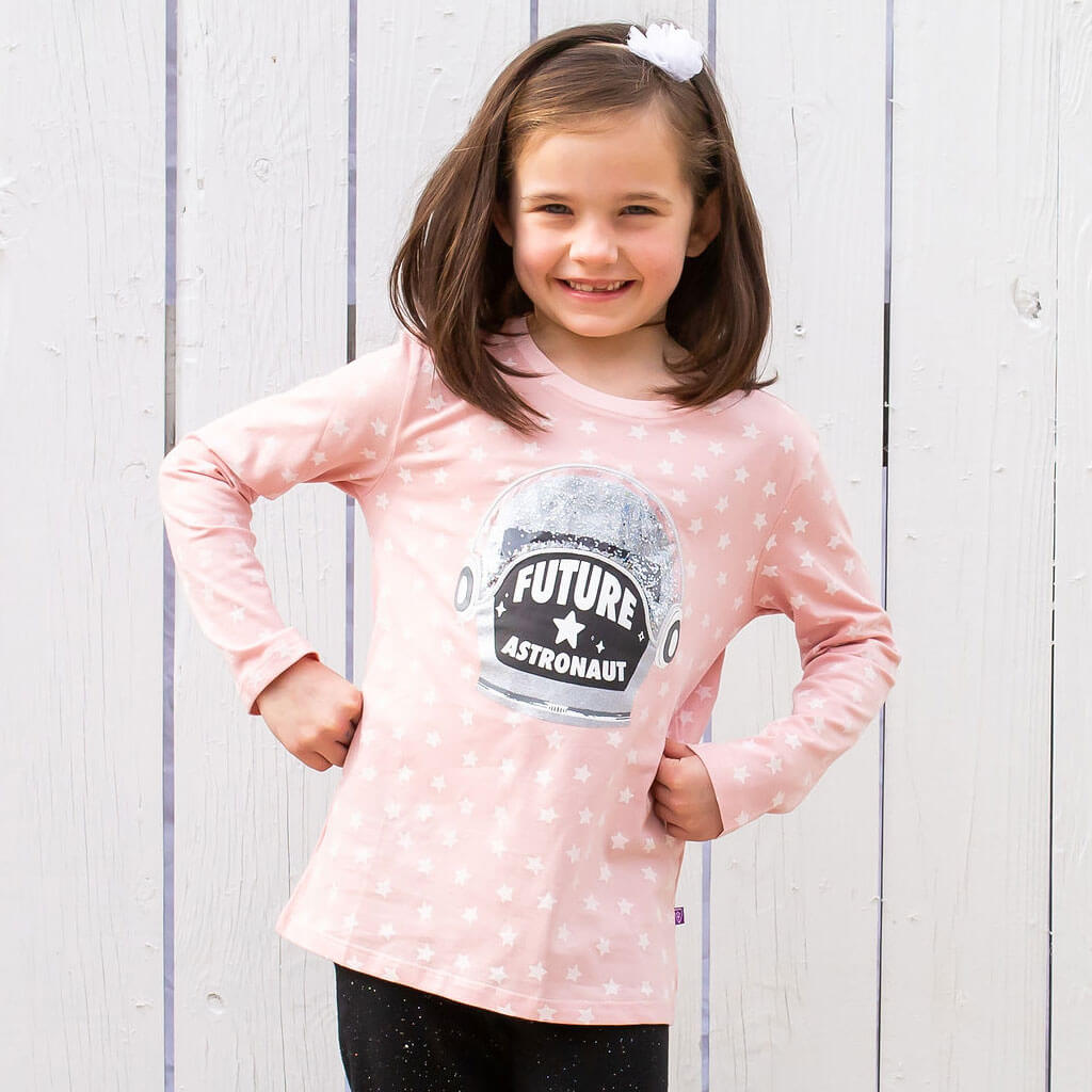 "Future Astronaut" Glitter Helmet Shirt with Long Sleeves