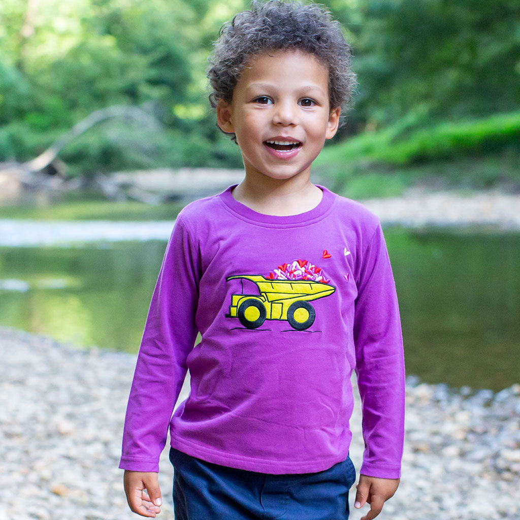 "Full of Love" Hearts Dump Truck Shirt with Long Sleeves