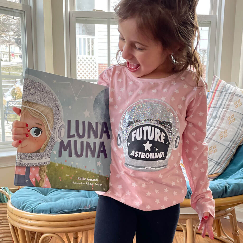 "Future Astronaut" Glitter Helmet Shirt with Long Sleeves