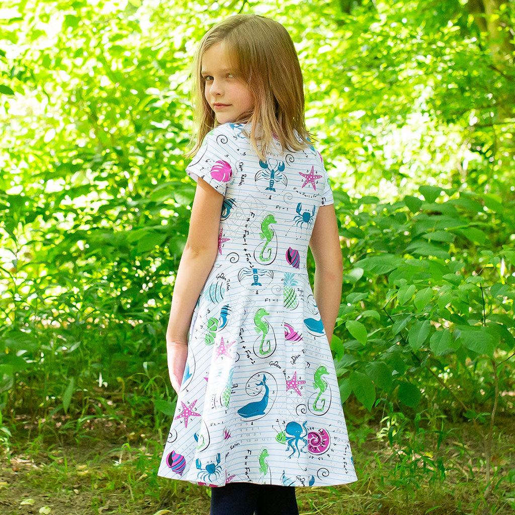 Math in Nature Short Sleeve Super Twirler Play Dress with Pockets