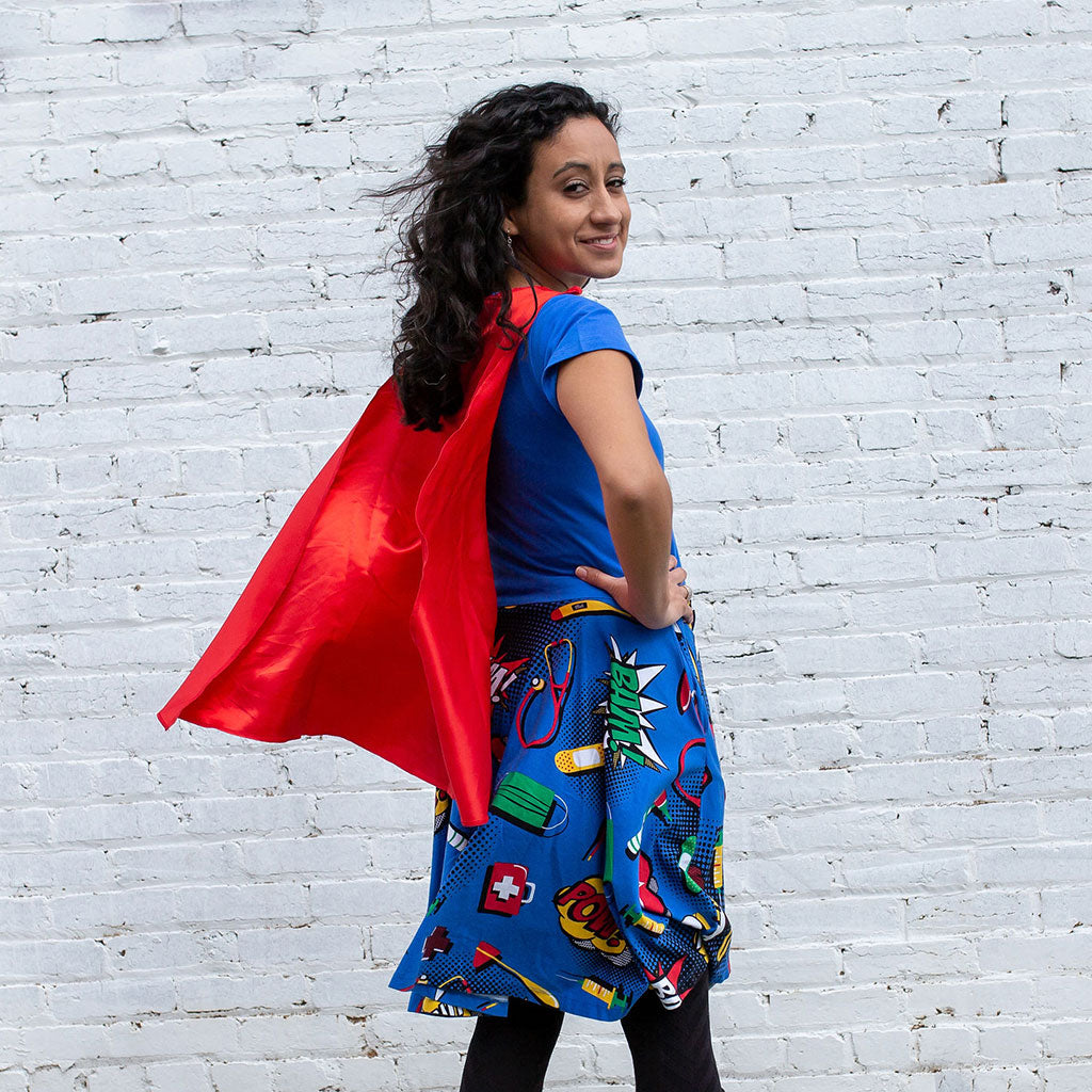 "Superheart" Medical Superheroes Short Sleeve Adult Super Twirler with Cape