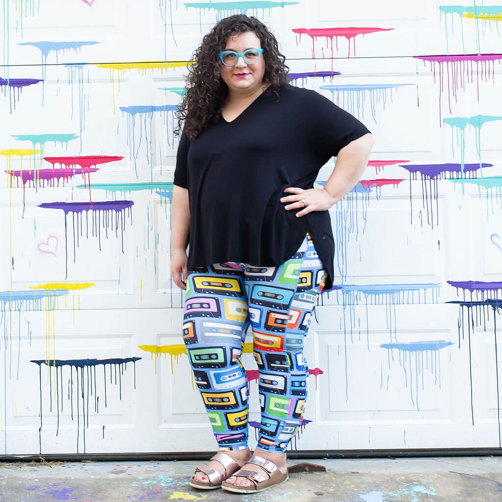 "Ready Cassette Go" Mix Tapes Leggings with Pockets - Adult