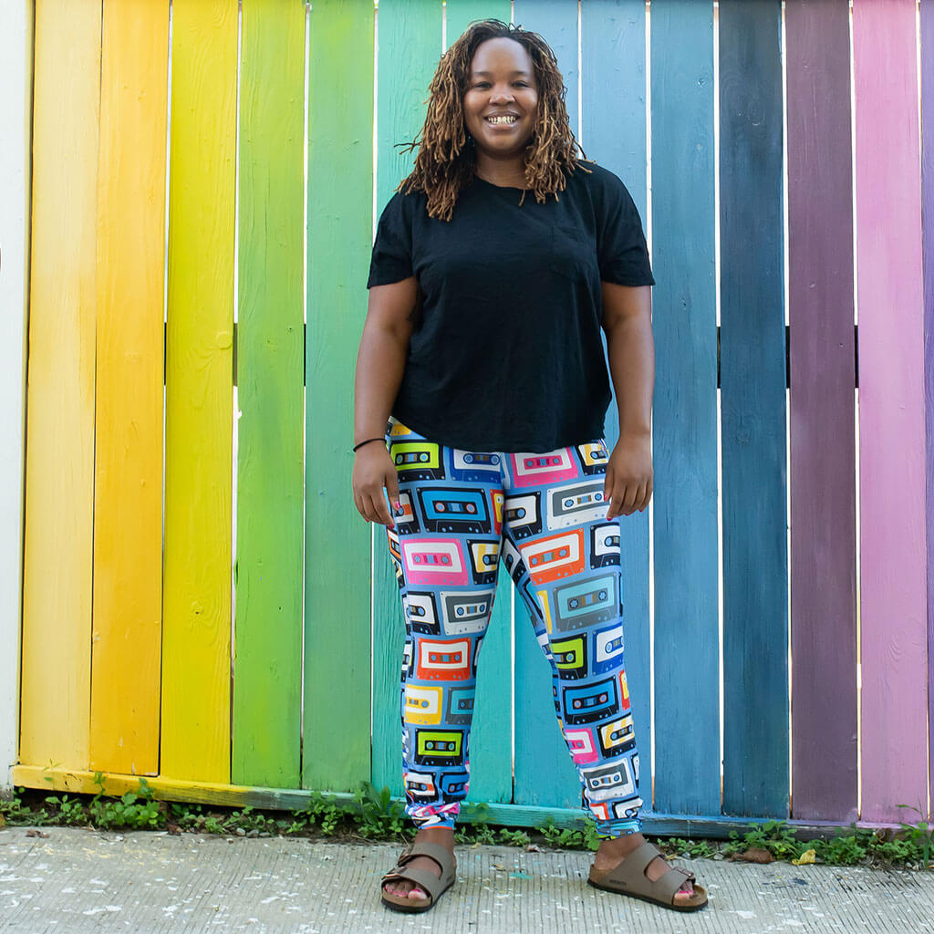 "Ready Cassette Go" Mix Tapes Leggings with Pockets - Adult