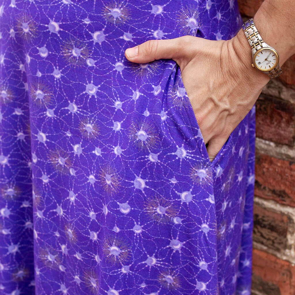 "Cresyl Violet" Adult Neurons V-Neck A-Line Dress with Sleeves and with Pockets