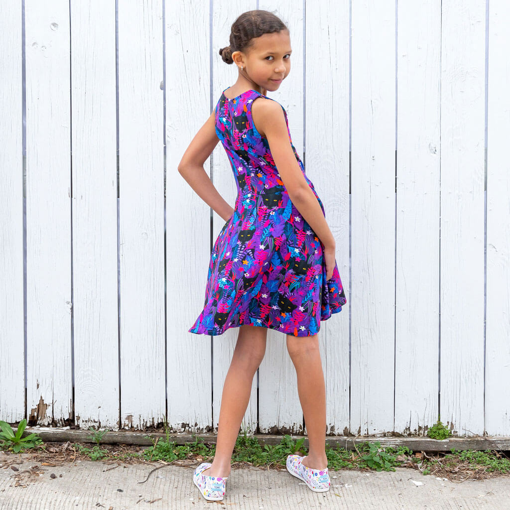 "Midnight Prowl" Panthers Sleeveless Play Dress with Pockets