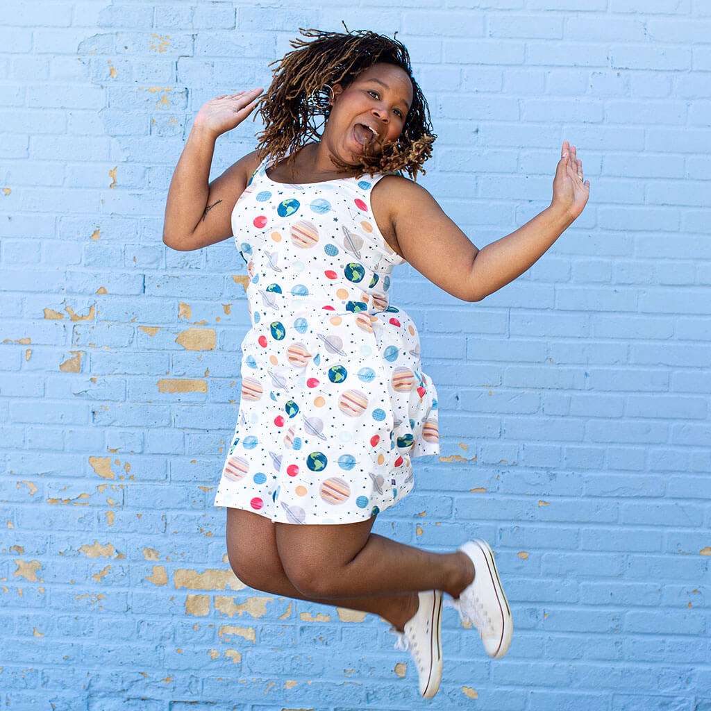 "Revolutionary" Adult Planets Sleeveless Dress with Pockets