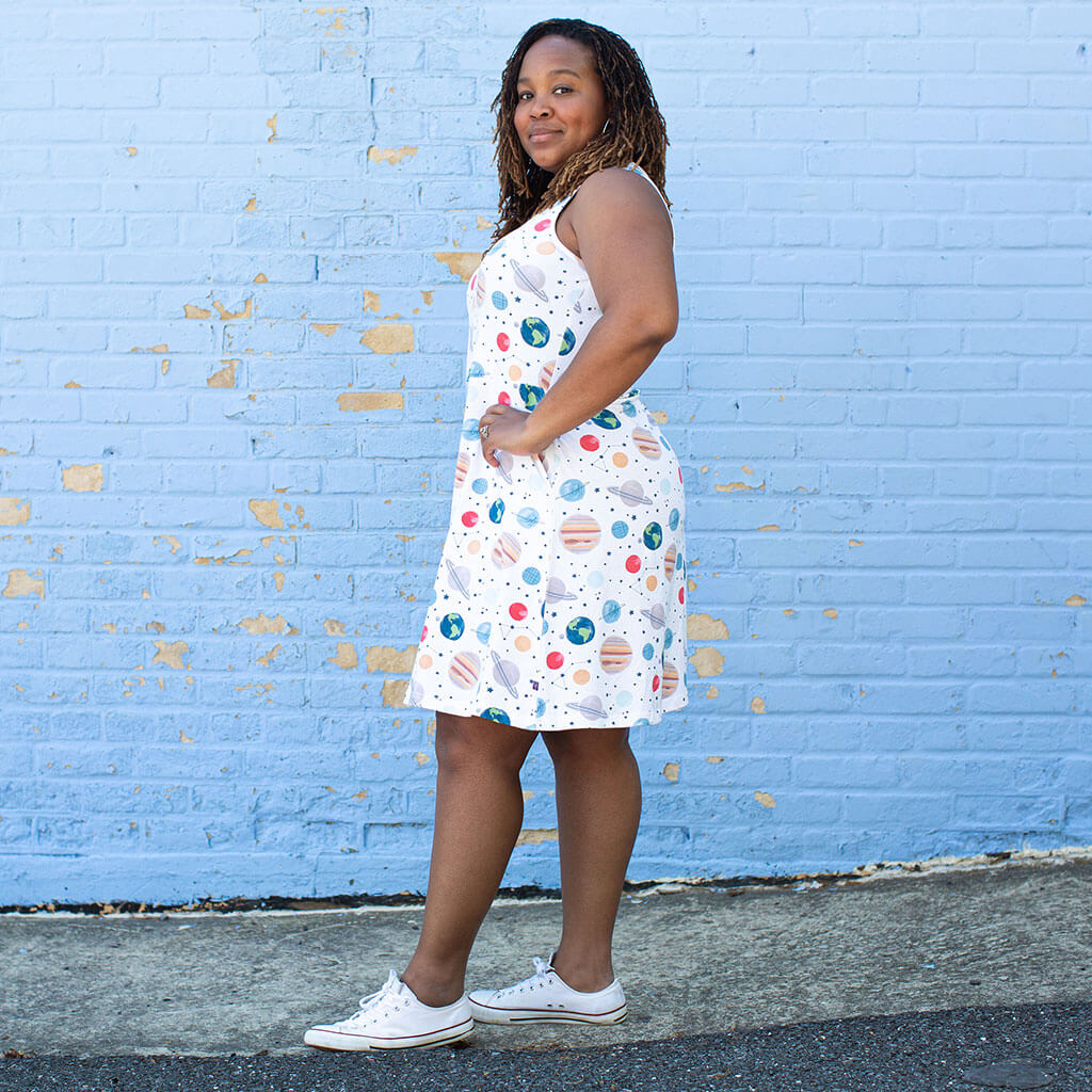 "Revolutionary" Adult Planets Sleeveless Dress with Pockets