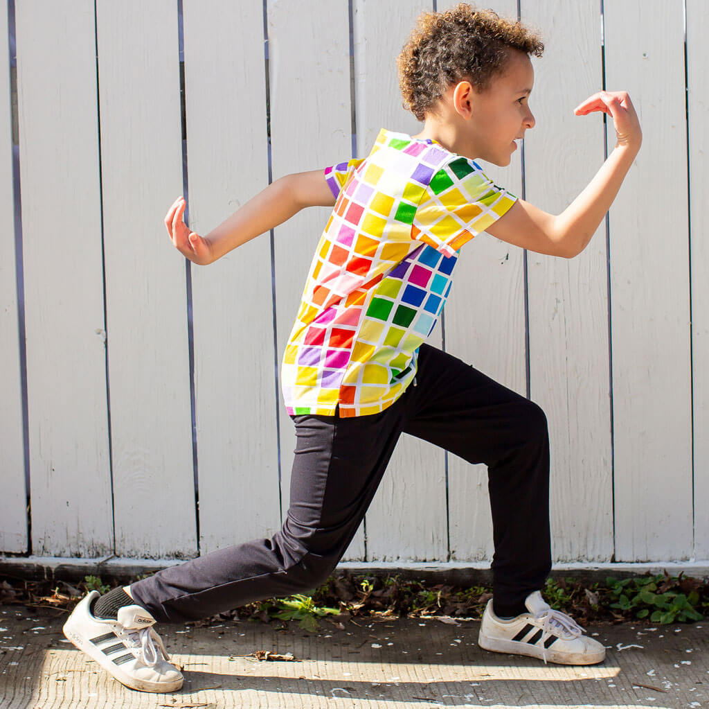 Rainbow Blocks Henley Short Sleeve Tee Shirt