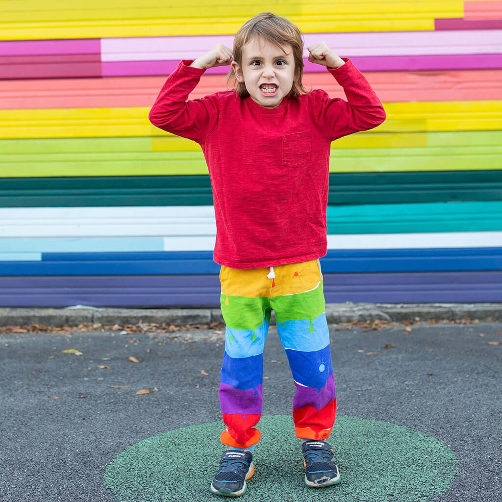 "Paint the Town" Rainbow Fuzzy Fleece Joggers with Pockets