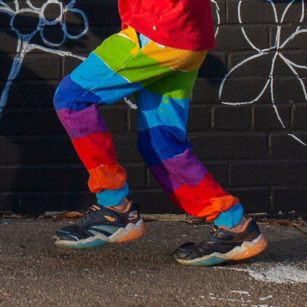 "Paint the Town" Rainbow Fuzzy Fleece Joggers with Pockets