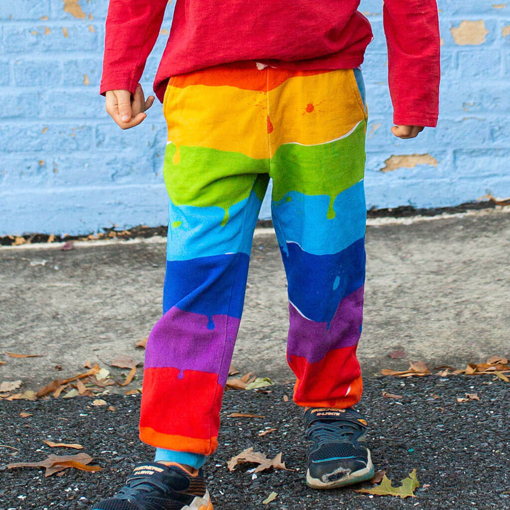 "Paint the Town" Rainbow Fuzzy Fleece Joggers with Pockets