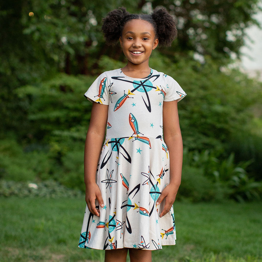 "Blast from the Past" Rockets Short Sleeve Super Twirler Play Dress with Pockets