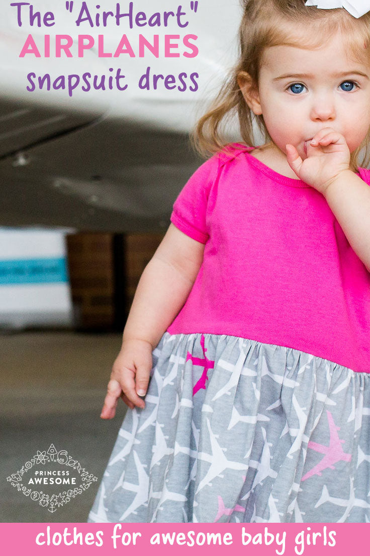 "AirHeart" Airplanes Infant Snapsuit Dress