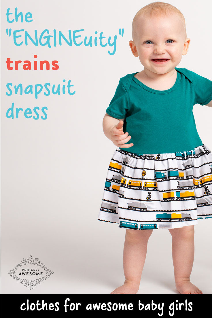 "ENGINEuity" Trains Infant Snapsuit Dress