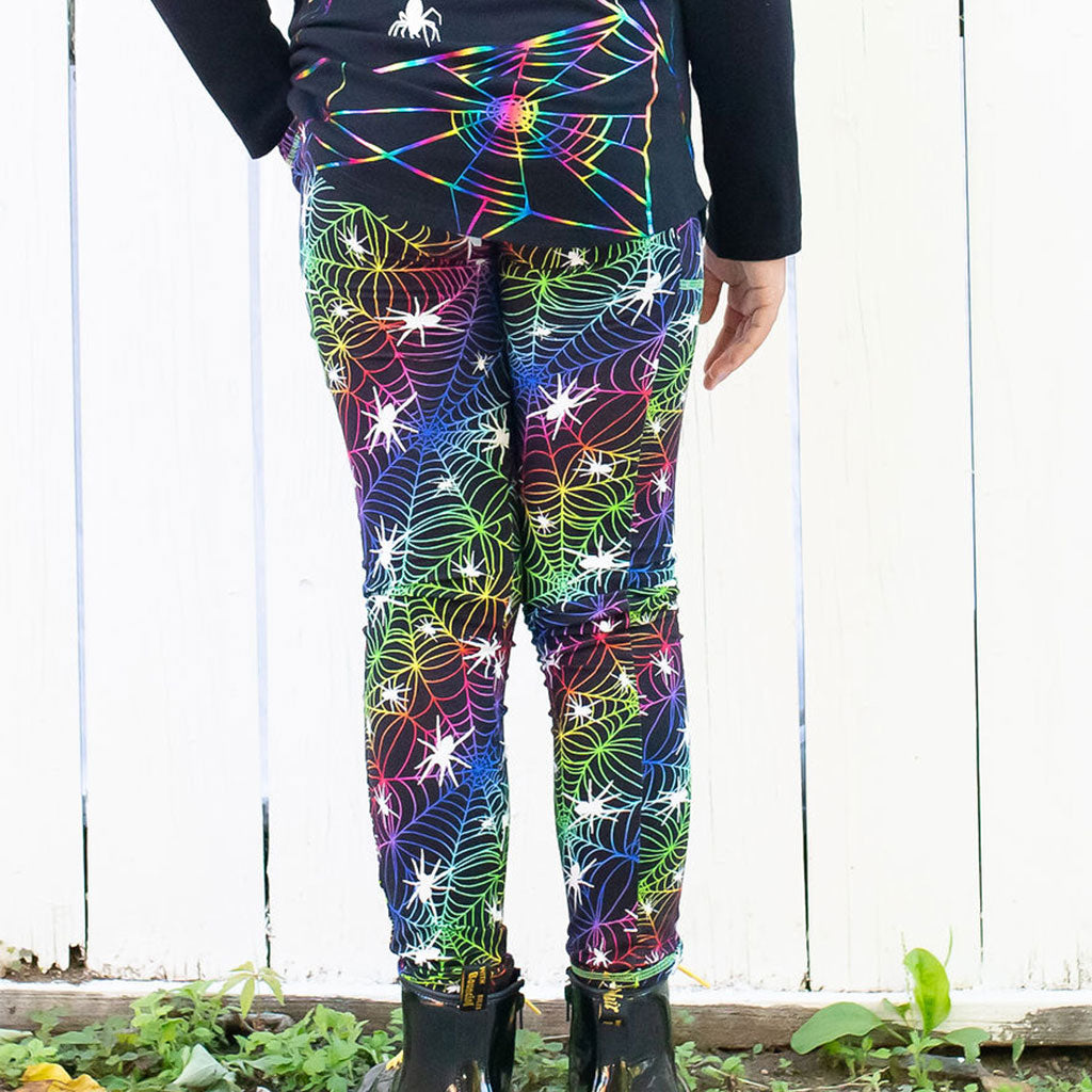"Web Design" Rainbow Spider Leggings with Pockets