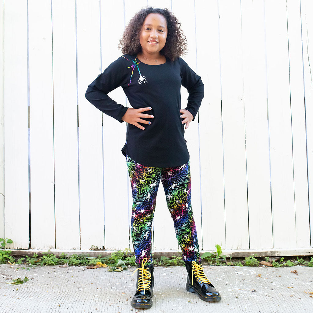 "Web Design" Rainbow Spider Leggings with Pockets