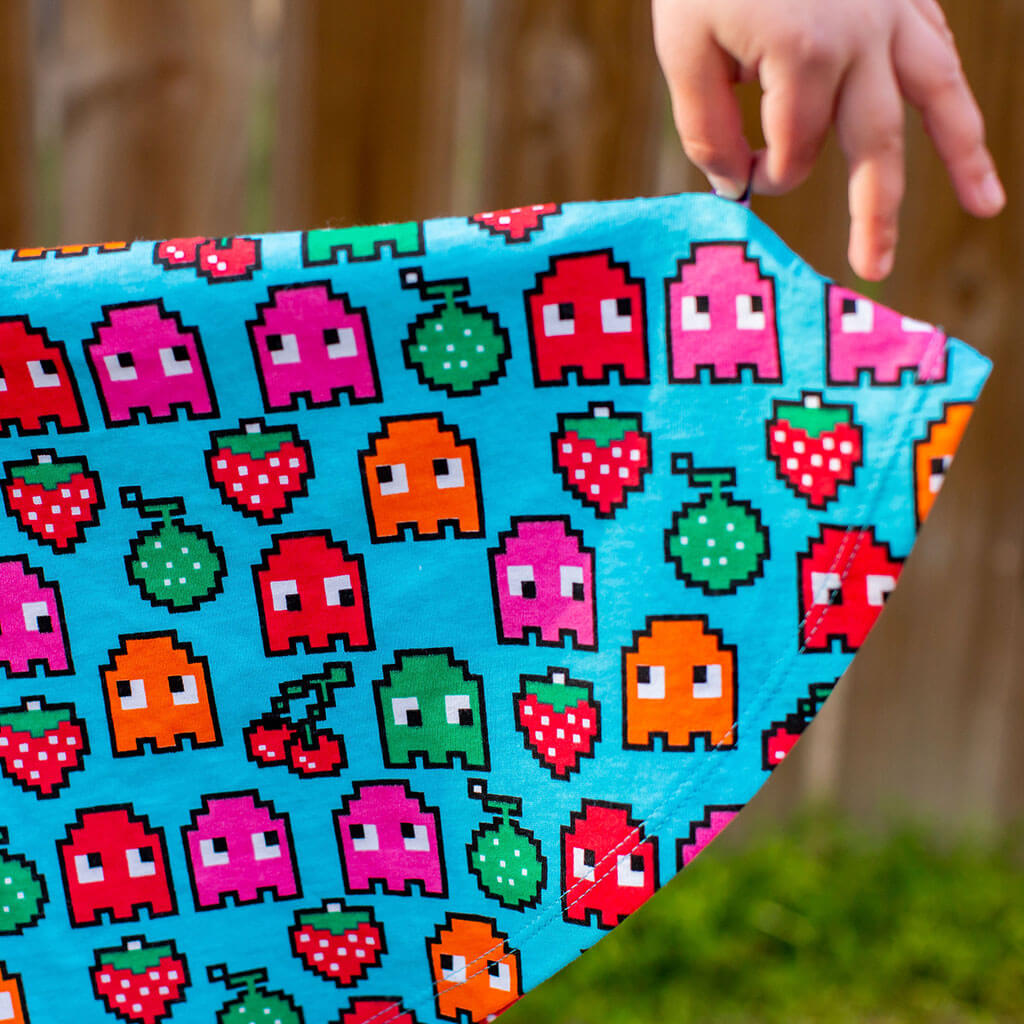 "Arcade Snacks" Video Game Ghosts Sleeveless Twirly Play Dress with Pockets