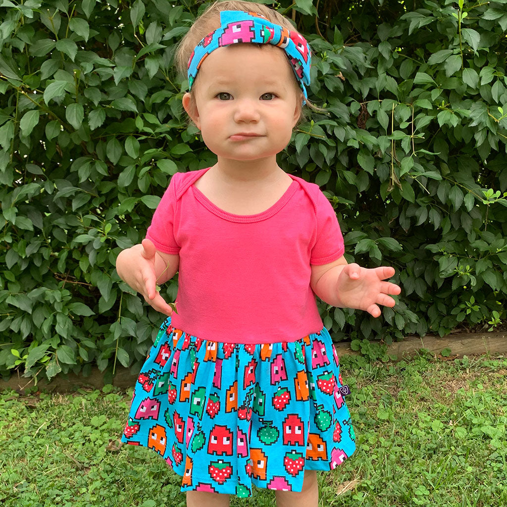 "Arcade Snacks" Video Game Ghosts Infant Snapsuit Dress