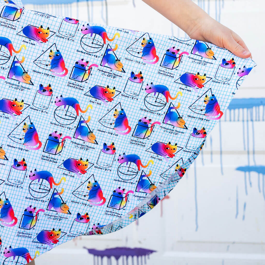 "You Gotta Be Euclidin' Me" 3D Math Cats Super Twirler Dress with Pockets
