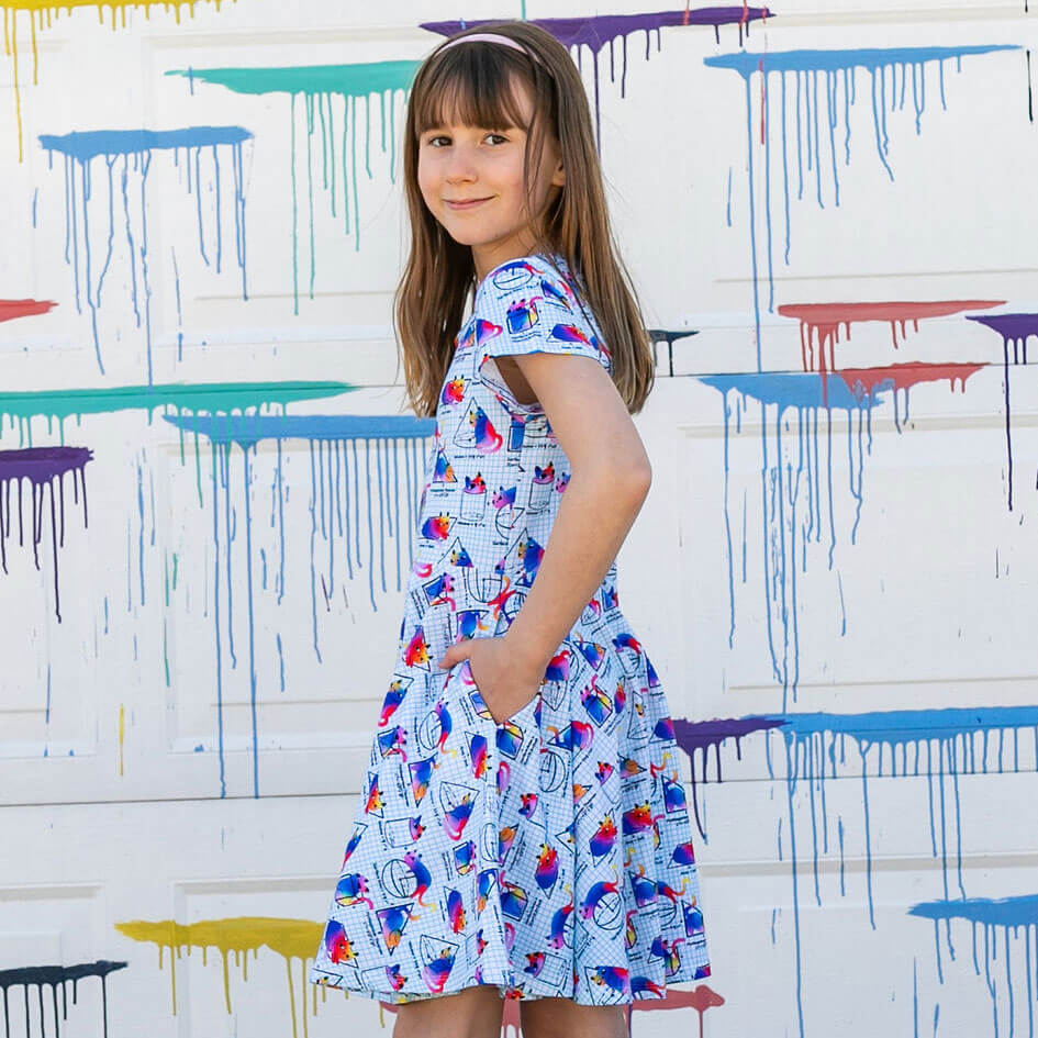 "You Gotta Be Euclidin' Me" 3D Math Cats Super Twirler Dress with Pockets